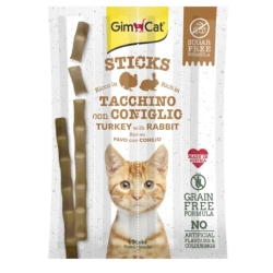 Gimcat Sticks Turkey and Rabbit - 4 Snacks for Cats