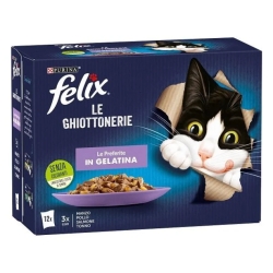 Purina FELIX LE GHIOTTONERIE IN GELATINA Complete food for kittens 12 x 85 gr Various flavours