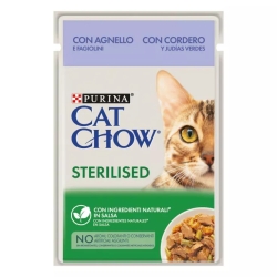 Purina Cat Chow Sterilized Lamb and Green Beans - Complete food for sterilized adult cats 85g