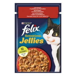 Purina FELIX Sensations Jellies Beef and Tomato - Complementary food for adult cats 85 g