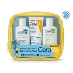 Cerave Travel Pochette - Sun Body Milk 50+ SPF 75 ml + Moisturizing Lotion 88 ml + Moisturizing Cleanser 88 ml