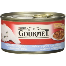 Purina Gourmet Salmon and Trout Mini Bites - Complete food for adult cats 195g