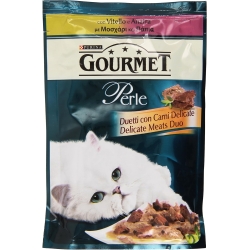 Purina Gourmet Perle Duetti Veal and Duck - Complete food for adult, pregnant or lactating cats 85g