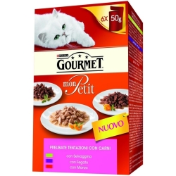 Purina Gourmet Mon Petit Beef, Liver and Game - Complete food for adult cats 6 x 50 g