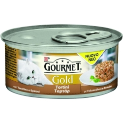 Purina Gourmet Gold Turkey and Spinach Tarts - Complete food for adult cats 85g