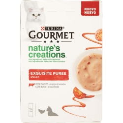 Purina Gourmet Nature's Creations Exquisite Puree Beef and Tomato - Complete food for adult cats 5 x 10 g
