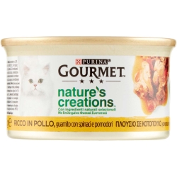Purina Gourmet Nature's Creations Chicken Spinach and Tomatoes - Complete food for adult cats 85g