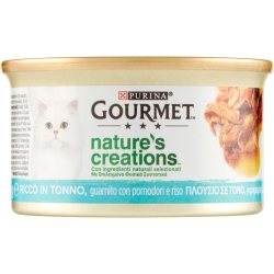 Purina Gourmet Nature's Creations Tuna, Tomatoes and Rice - Complete food for adult cats 85g