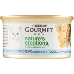 Purina Gourmet Nature's Creations Fish Spinach and Rice - Complete food for adult cats 85g