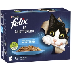 Purina Felix Le Ghiottonerie Selections Salmon and Tuna in Jelly - Complete food for adult cats 12 x 85 g