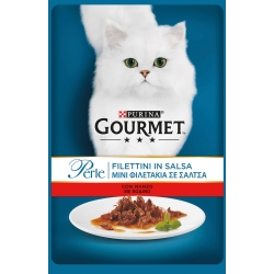 Purina Gourmet Perle Beef Fillets in Sauce - Complete food for adult cats 85 gr