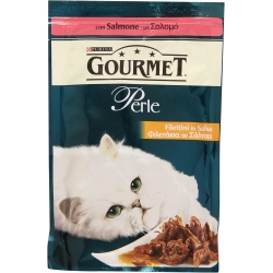 Purina Gourmet Perle Fillets in Salmon Sauce - Complete food for adult cats 85 gr