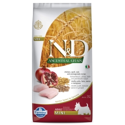 N&D Ancestral Grain Mini Chicken and Pomegranate - Complete food for small breed adult dogs 7 kg