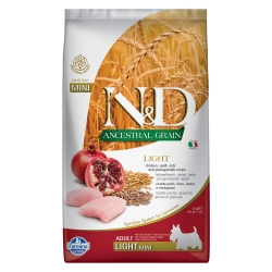 N&D Ancestral Grain Light Adult Mini Chicken and Pomegranate - Complete food for small breed adult dogs 2.5 kg