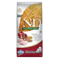 N&D Ancestral Grain Puppy Chicken and Pomegranate - Complete food for medium and large breed puppies 12 kg