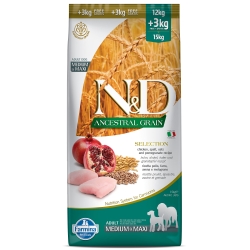 N&D Ancestral Grain Chicken & Pomegranate - Complete food for adult dogs Medium & Maxi 15 kg