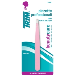 Professional Pink Enameled Stainless Steel Eyebrow Tweezers