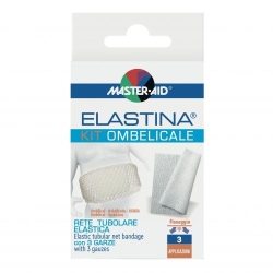 Master Aid umbilical kit, elastic tubular net più 3 sterile gauze pads