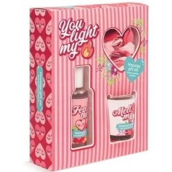 Bath and Massage Gift Set with 80ml Massage Oil più 20g Bath Sweets più Vanilla Scented Candle