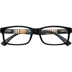 Reading Glasses più 1.00, Black, Striped Temples