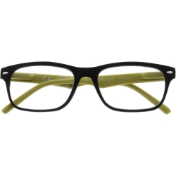 Reading Glasses più 2.50, Black, Green Temples