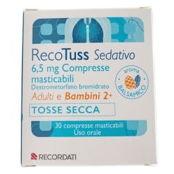 Recotuss sedativo - cough treatment 30 chewable tablets