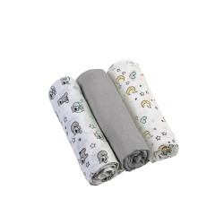 Set of 3 gray gauze muslins 70x70 cm