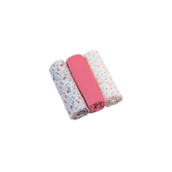 Set of 3 pink gauze muslins 70x70 cm