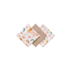 Set of 3 Beige Gauze Muslins 70x70 cm