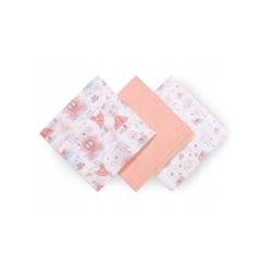 Set of 3 Muslins in Pink Gauze 70x70 cm