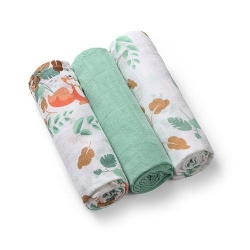 Set of 3 Green Gauze Muslins 70x70 cm