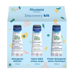 Mustela Discovery Kit - 1 Gentle Cleanser 100 ml più 1 Cleansing Fluid 100 ml più 1 Hydra Bebe Body 100 ml