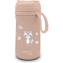 Moovo - Stainless Steel Thermal Water Bottle with Straw and Retractable Spout, Pink 350 ml