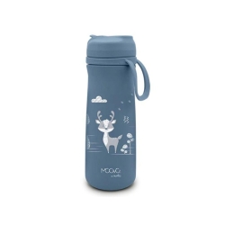 Moovo - Stainless Steel Thermal Water Bottle with Straw and Retractable Spout, Blue 500 ml