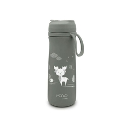 Moovo - Stainless Steel Thermal Water Bottle with Straw and Retractable Spout, Sage Green, 500 ml