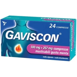 Gaviscon 500 mg + 267 mg - counteracts the occasional heartburn mint aroma 24 chewable tablets