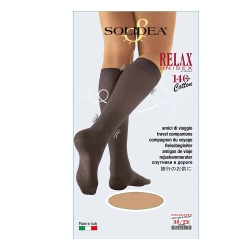 Solidea Relax unisex - Cotton knee high socks 140 den (18-23 Mmhg) Strong Compression Size S Natural