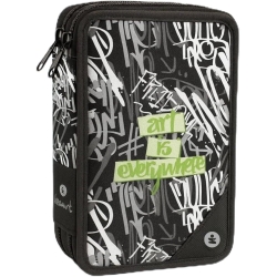 Street Art - Triple Pencil Case Complete with School Supplies