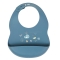 Silicone Bib with Adjustable Pocket, Washable, Blue