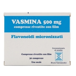 Vasmina 500 mg - Vasoprotector for Venous Insufficiency and Hemorrhoids 30 Coated Tablets