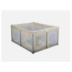 Free Fun Plaype Beige - Playpen for Children with Integrated Mat Grey 120 x 120 cm