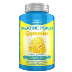 Ultimate Italia Creatine Power Gummies Lemon Flavor 60 Gummy Candies - Physical Performance Supplement