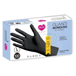 Dealo Disposable Black Nitrile Gloves Size L