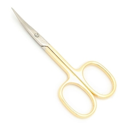 Menicure Scissors And Nail Cuticle Steel Gold Professional Narrow Blade